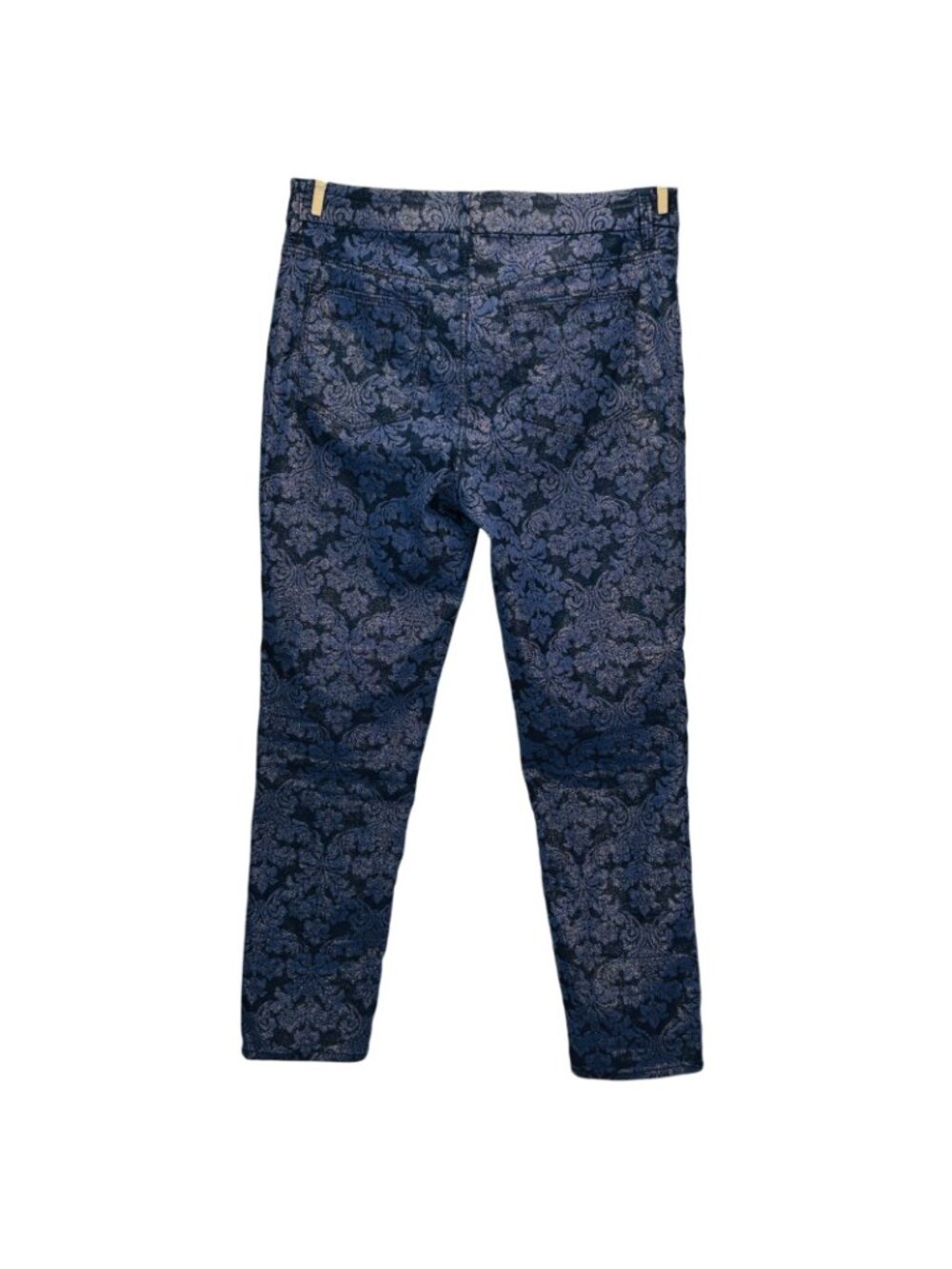 Chicos Girlfriend Slim Leg Ankle Jean Blue Floral Shimmer Stretch Size 0 | S | 4 - Picture 6 of 14